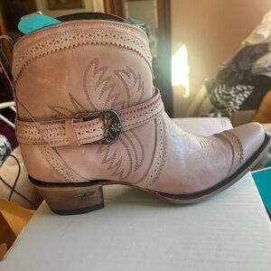 Lane Pink Western Ankle Boots